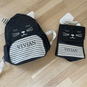 Pottery Barn Kids Emily & Meritt Kitty Backpack + Lunchbag “Vivian”- NWT